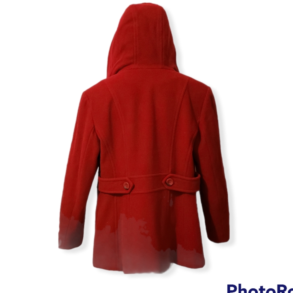 Anne Klein Hooded Wool Peacoat, Women's size Large